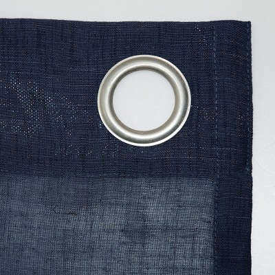 Navy Linen Blend Sheer Grommet Curtain Panel, 52" x 84"