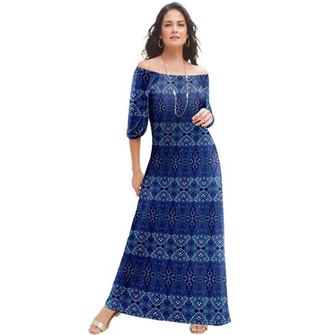 Jessica London Women's Plus Size Blouson Maxi Dress, 18/20 - Blue ...