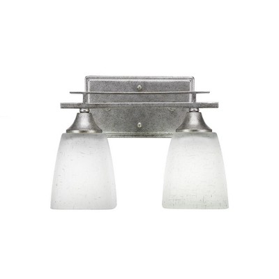 Toltec Lighting Uptowne 2 - Light Vanity in  Aged Silver with 4.5" Square White Muslin Shade