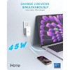 iHome 45W Ultra Slim Wall Charger, Dual USB-C Ports, GaN Technology, Folding Prongs, Travel Friendly, ETL Certified, White - 2 of 4