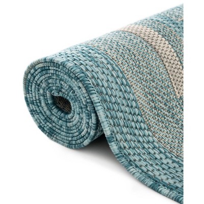 Aquamarine Elegance 4' x 6' Flat Woven Outdoor Rug