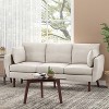 Feichko Contemporary Fabric Pillow Back 3 Seater Sofa Beige/walnut ...