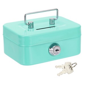 Unique Bargains Mini Safe Box with Metal Key Lock for Cash Watches - 1 of 4