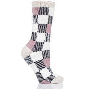 Heat Holder® Women's Britney LITE™ Buffalo Checked Crew Socks| Thermal Yarn | Medium-Thick Socks Casual Shoes + Boots | Warm + Soft, Hiking, Cabin, Cozy at Home Socks | 5X Warmer Than Cotton - 1 of 4