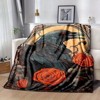 Lomsoe Crow and Roses Print Flannel Blanket - All Seasons Soft and Warm Throw Blanket for Bed, Napping, Camping, Travel, Office - 3 of 4