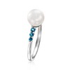 Ross-Simons 7.5-8mm Cultured Pearl and .20 ct. t.w. London Blue Topaz Ring in Sterling Silver - 3 of 4