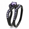 Slickblue Women's Amethyst CZ Ring, Ion Plated Stainless Steel, Modern Wedding Band, Black, Size 5-10 - 4 of 4
