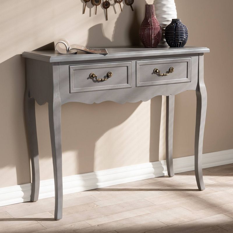 Capucine Finished Wood 2 Drawer Console Table Gray - Baxton Studio, 5 of 11
