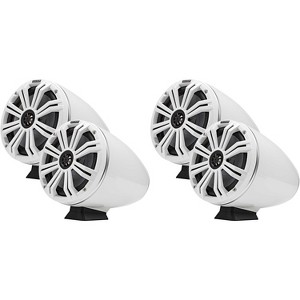 Kicker (2 Pair ) KMFC8W 8" Flat Mount Loaded Marine Wake Towers with 46KM84L Speakers - White Grills And Enclosures - 1 of 4