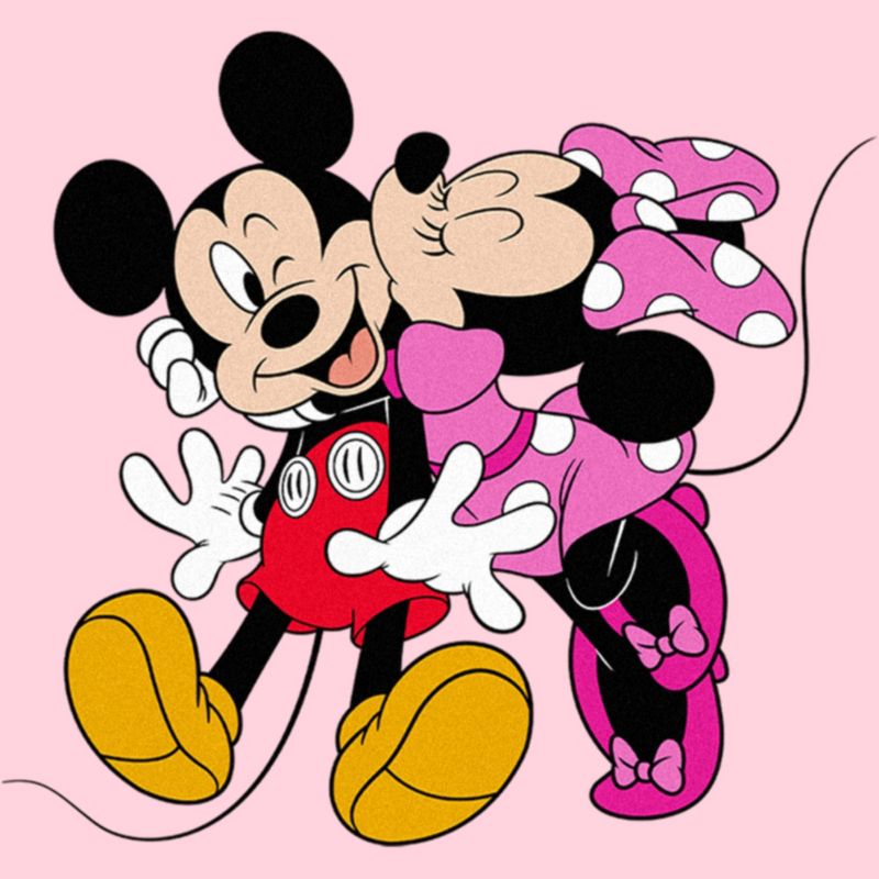Junior's Women Mickey & Friends Minnie Kiss Couple T-Shirt, 2 of 5