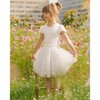 Deux par Deux Girl Bi-Material Dress with Glitter Hearts Skirt Snow White - 4 of 4