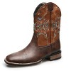 Santimon Western Cowboy Boots Mid-Calf Dress Knight Boots, Embroidered Shaft, Square Toe, Stacked Heel Dark Brown - 2 of 4