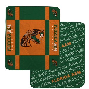 NCAA Florida A&M Rattlers Reverse Block Double Sided Ultra Cozy Blanket - 1 of 1
