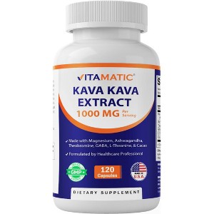 Kava Kava Extract 1000mg – Made with Magnesium, Ashwagandha, GABA, Theobromine, L-Theanine & Cacao – 120 Veg Capsules - 1 of 4