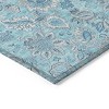 Aqua Blue And Silver Floral Washable Indoor Outdoor Area Rug - 4 of 4