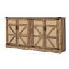 TIRAMISUBEST 65-Inch Rustic Oak Color Faux Rattan Sideboard - Oak Mobile File Cabinet - 4 of 4