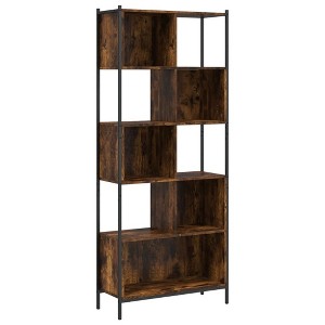 vidaXL Bookcase Standing Bookshelf for Office Living Room Engineered Wood - Smoked Oak - 1 of 4