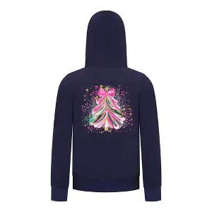 Everyday Kids Christmas Collection Pink & Gold Splatter Tree Girls Zip Up Hoodie – Holiday Sweatshirt - 1 of 4