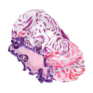 Unique Bargains Women Waterproof Stripe Shower Cap 1 Pc - 1 of 3