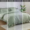 Ruffled Duvet Cover, 3 Pieces Soft Washed Microfiber Duvet Cover Set Shabby Chic Home Bedding Duvet Covers with Button Closure - 3 of 4