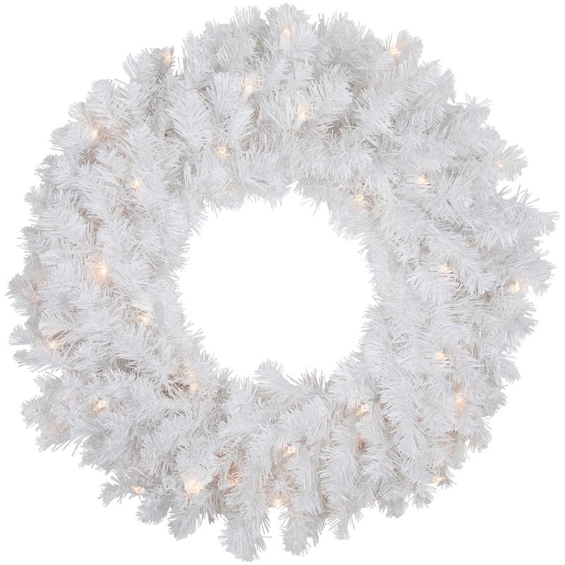 Northlight 24" Prelit Snow White Artificial Christmas Wreath - Clear Lights, 1 of 8