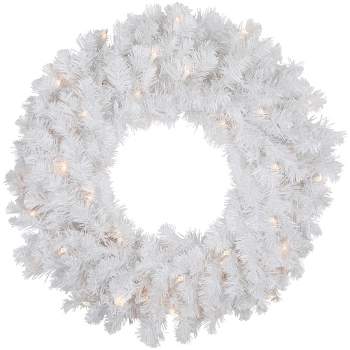 Northlight 24" Prelit Snow White Artificial Christmas Wreath - Clear Lights