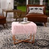 BirdRock Home Rectangular Pink Faux Fur Foot Stool Ottoman with Gold Legs - 2 of 4