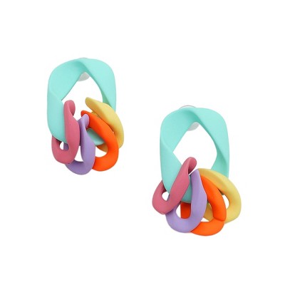 SOHI Women's Blue Chainlink Drop Earrings
