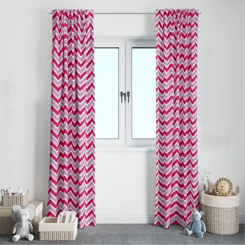Bacati - Mix N Match Pink/Fuchsia Chevron Curtain Panel, 2 of 5