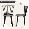 Costway Rubber Wood Windsor Dining Chairs Set of 2 with Spindle Back for Living Room Black/Natural - 3 of 4