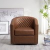 KINWELL 29" Wide Tufted PU Leather Swivel Barrel Chair - 2 of 4