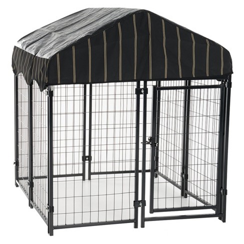 Lucky Dog STAY Series Black Powder Coat Steel Frame Villa Dog Kennel with Waterproof Canopy Roof and Single Gate Door - image 1 of 4