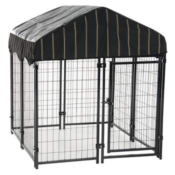 Lucky Dog 60548 4' x 4' x 4.3' Uptown Welded Secure Wire Outdoor Pet Dog Kennel Playpen Crate Kennel - Black