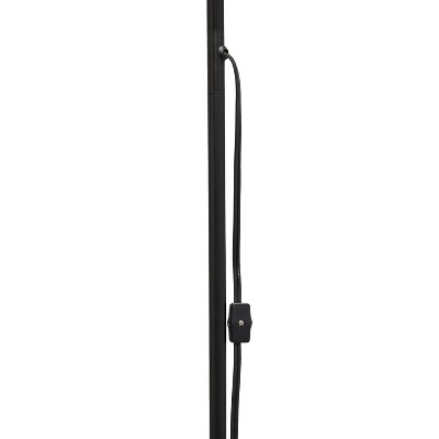Adjustable Black Metal Torchiere Floor Lamp with White Shade