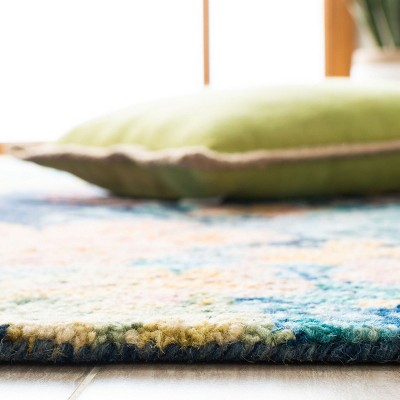 Handmade Aspen Geometric Blue Wool Area Rug - 5' x 8'