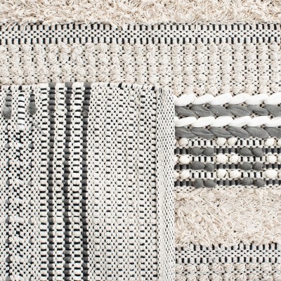 Gray Braided Handmade Rectangular 4' x 6' Wool Cotton Rug