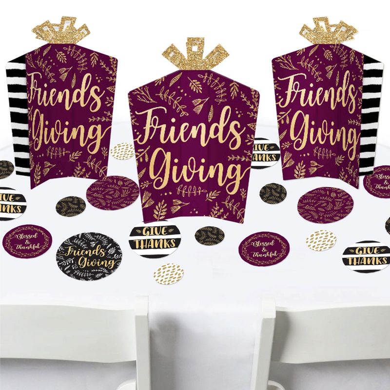 Big Dot of Happiness Elegant Thankful for Friends - Friendsgiving Thanksgiving Party Decor and Confetti - Terrific Table Centerpiece Kit - Set of 30, 1 of 9