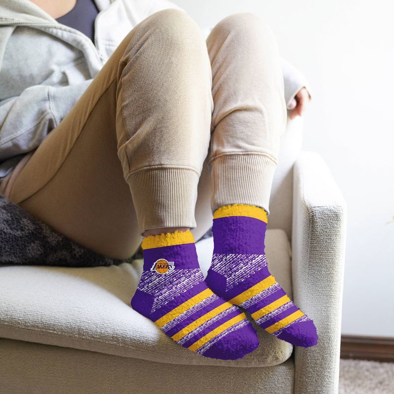NBA Los Angeles Lakers Multi Stripe Fuzzy Socks, 3 of 4