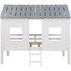 Streamdale Twin Size Low Loft House Bed with Roof and Two Front Windows, White - 4 of 4