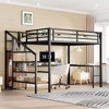 Sapphtopaz Metal Loft Bed with L-Shaped Desk & Wardrobe, Adjustable Shelves, High Loft Bed for Teens, Adults - 3 of 4