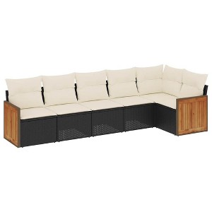 vidaXL 6 Piece Patio Sofa Set with Cushions Black and Cream - Without Table - 1 of 4