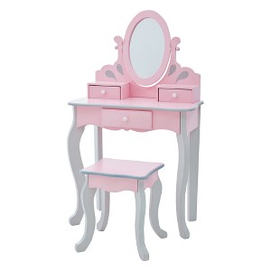 Teamson Kids Princess Rapunzel Wooden 2-pc. Play Vanity Set, Pink/Grey - 1 of 4
