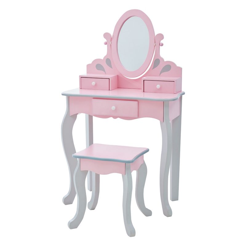 Teamson Kids Princess Rapunzel Wooden 2-pc. Play Vanity Set, Pink/Grey, 1 of 13
