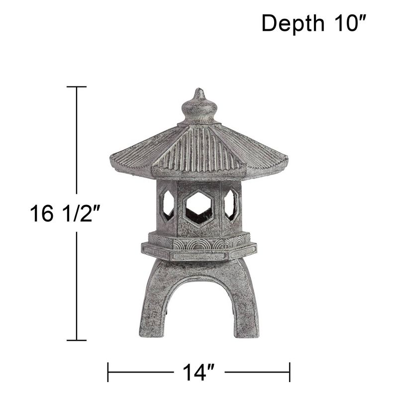 John Timberland Pagoda Statue Sculpture Garden Decor Indoor Outdoor Front Porch Patio Yard Outside Home Balcony Old Faux Stone Finish 16 1/2" Tall, 4 of 8