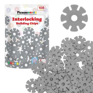 PICASSO-TILES 108 PC Gray Interlocking Plastic Disc, Building Chip Blocks Toy Set for Toddlers, Boys & Girls 3+ - 1 of 4