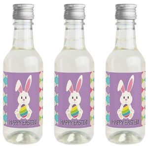 Big Dot of Happiness Hippity Hoppity - Mini Wine and Champagne Bottle Label Stickers - Easter Bunny Party Favor Gift for Women and Men - Set of 16 - 1 of 4