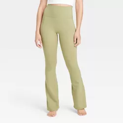 Women's Brushed Sculpt Ultra High-Rise Flare Leggings - All in Motion™ Olive Green M