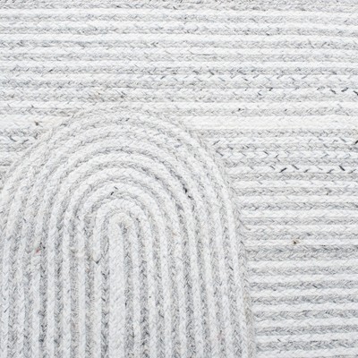 Hand-Knotted Gray Stripe Square Synthetic Area Rug 6x6