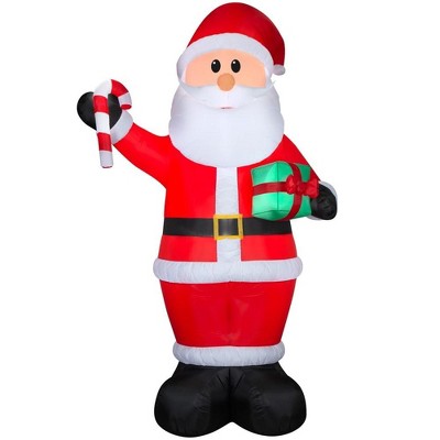 Gemmy 12-ft Lighted Santa Holding a Candy Cane and Gift Christmas Inflatable