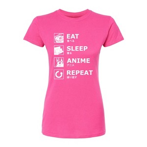 Women's - Instant Message - Eat Sleep Anime Repeat Fitted Graphic T-Shirt - 1 of 4